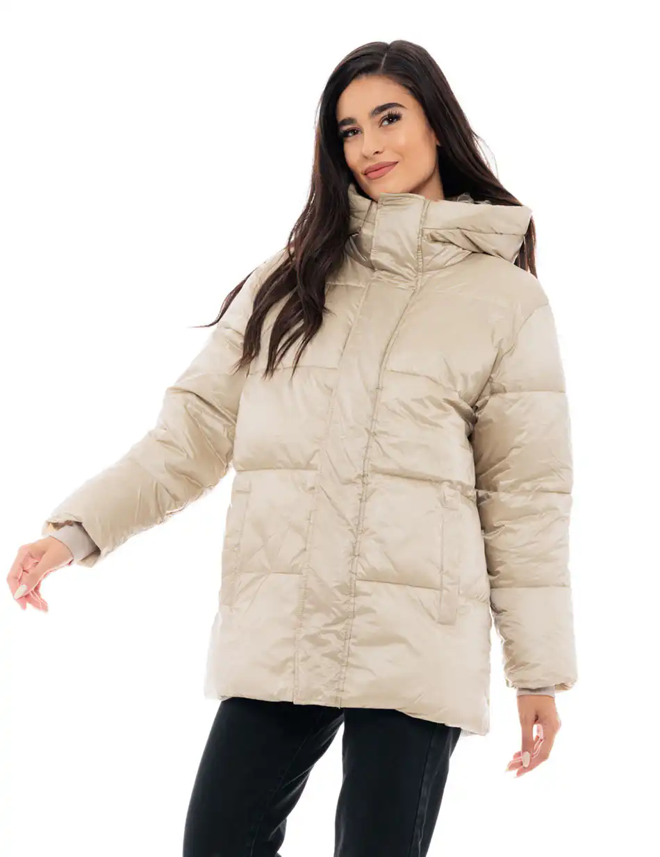 Biston fashion γυναικείο ντεμί μπουφάν 48-101-030 LT BEIGE