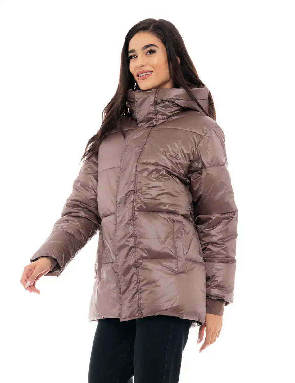 Biston fashion γυναικείο ντεμί μπουφάν 48-101-030 CHOCOLATE