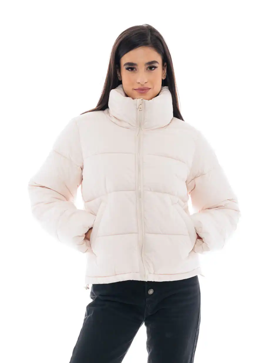 Biston fashion γυναικείο κοντό μπουφάν με ψηλό γιακά 48-101-035 ECROU