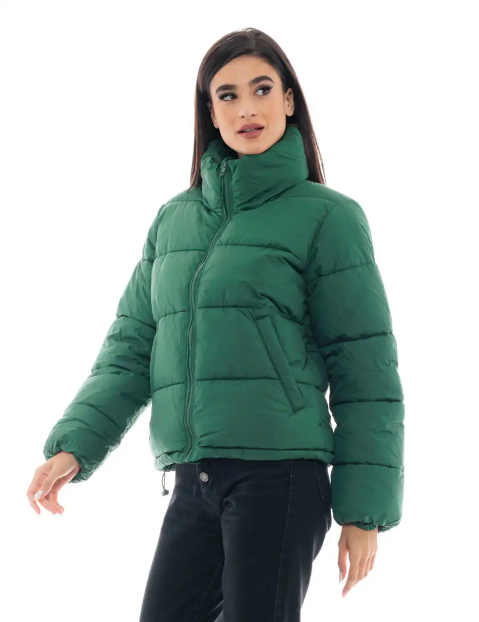 Biston fashion γυναικείο κοντό μπουφάν με ψηλό γιακά 48-101-035 GREEN