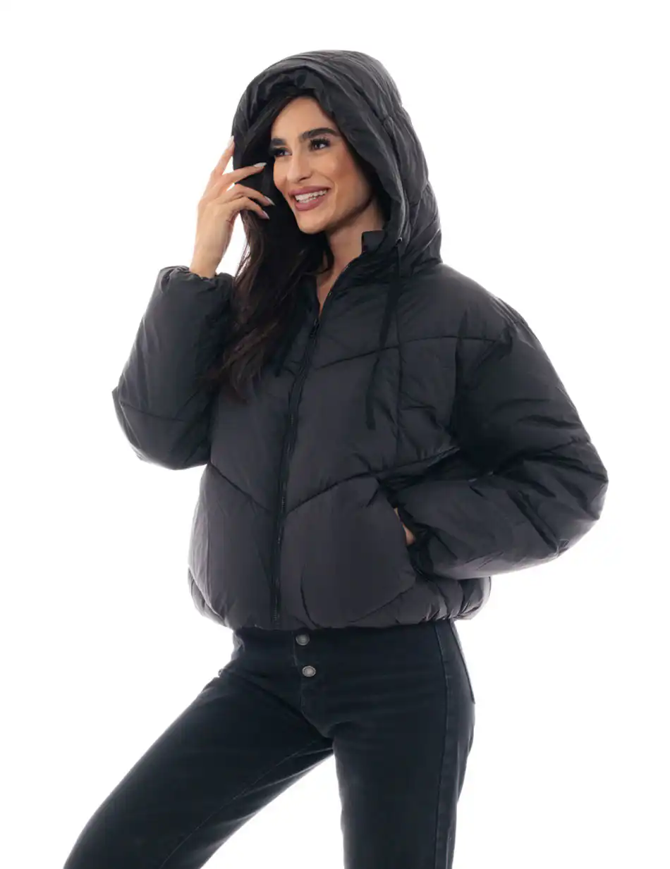 Biston fashion γυναικείο κοντό μπουφάν 48-101-036 BLACK