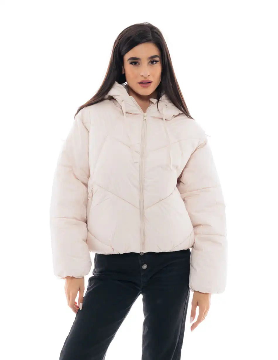 Biston fashion γυναικείο κοντό μπουφάν 48-101-036 ECROU