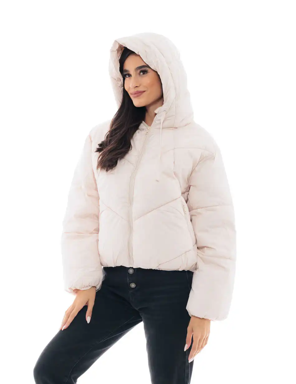 Biston fashion γυναικείο κοντό μπουφάν 48-101-036 ECROU