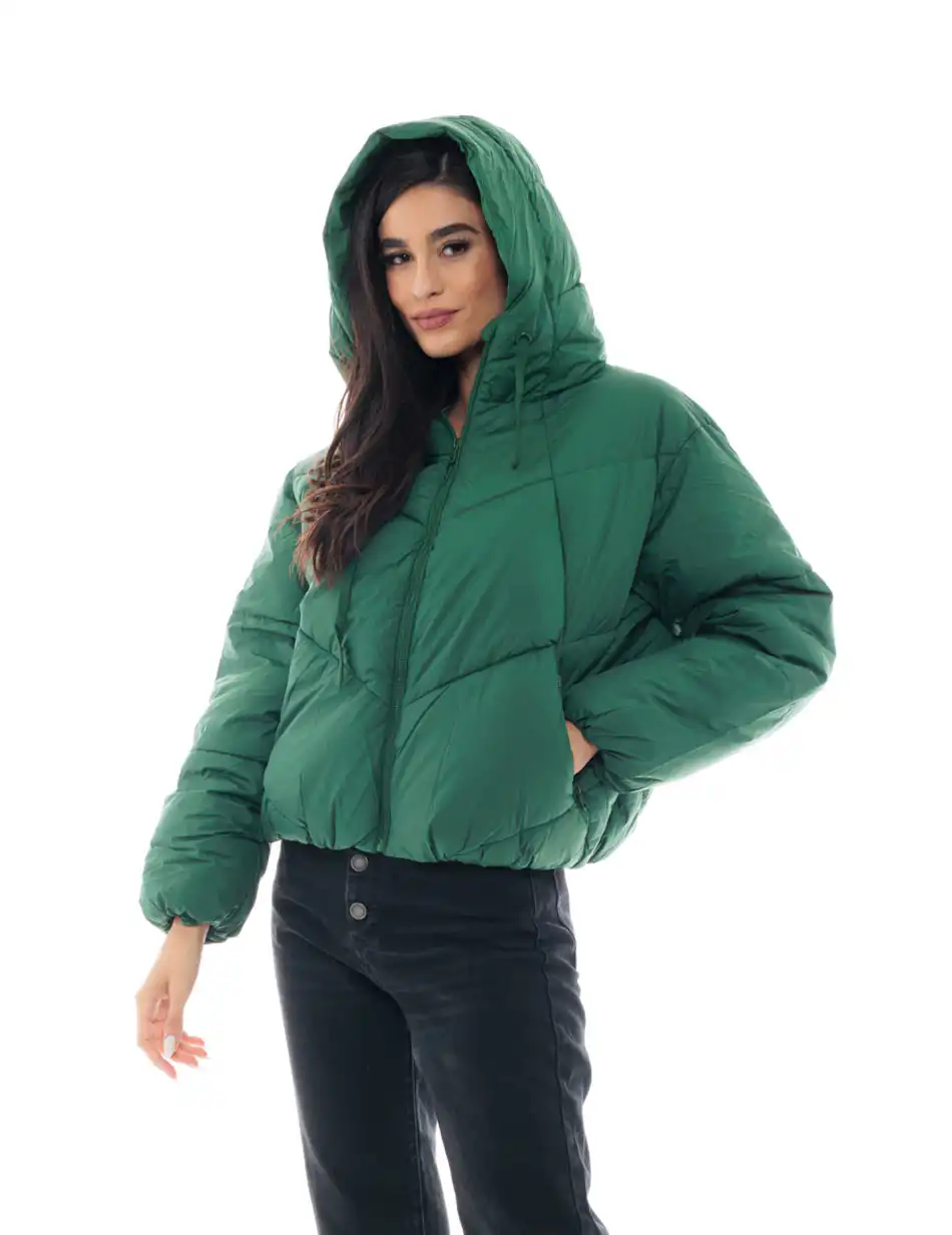 Biston fashion γυναικείο κοντό μπουφάν 48-101-036 GREEN