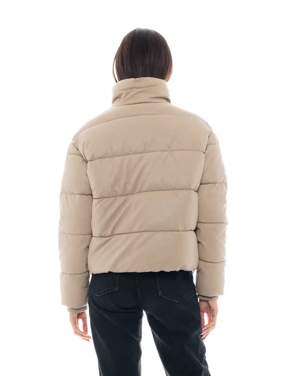 Splendid fashion γυναικείο κοντό μπουφάν από δερματίνη 48-101-044 BEIGE