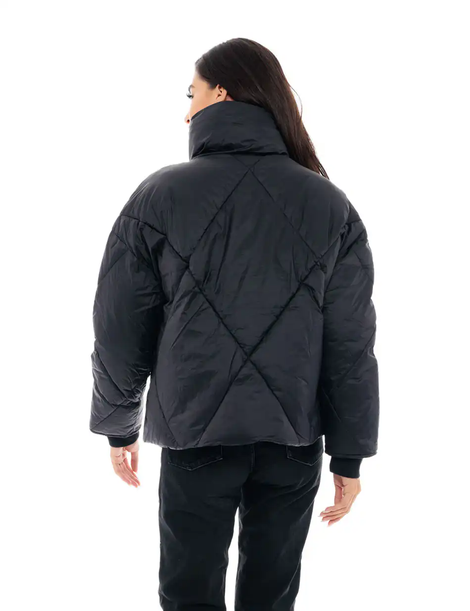 Biston fashion γυναικείο κοντό μπουφάν με γιακά 48-101-048 BLACK