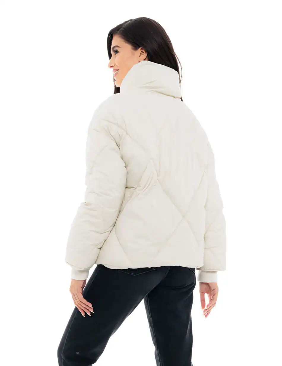 Biston fashion γυναικείο κοντό μπουφάν με γιακά 48-101-048 LT BEIGE