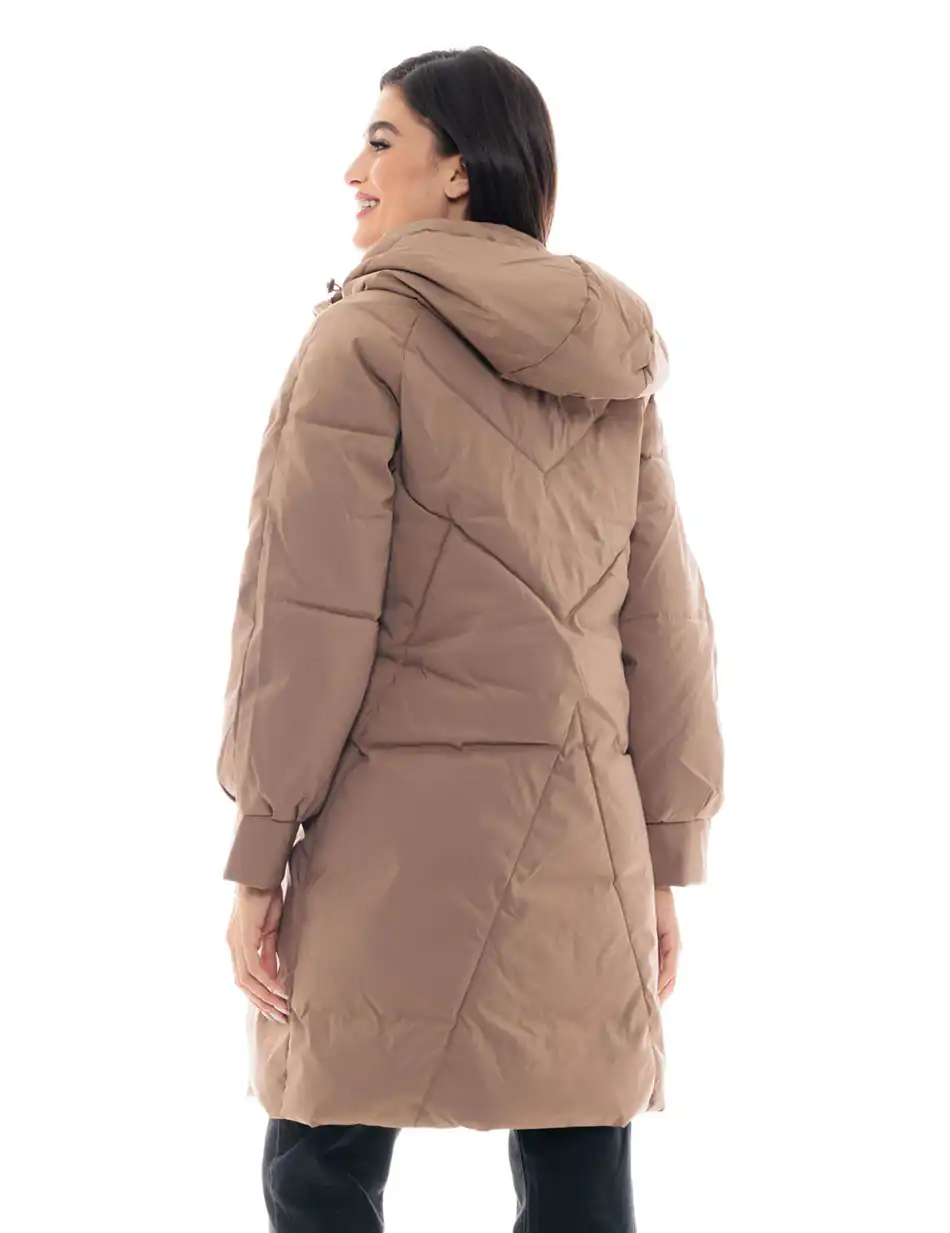 Biston fashion γυναικείο μακρύ μπουφάν 48-101-055 DK BEIGE