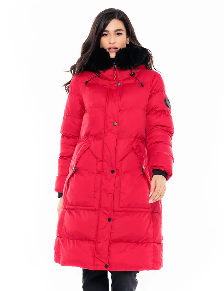 Biston fashion γυναικείο μακρύ μπουφάν 48-101-057 RED