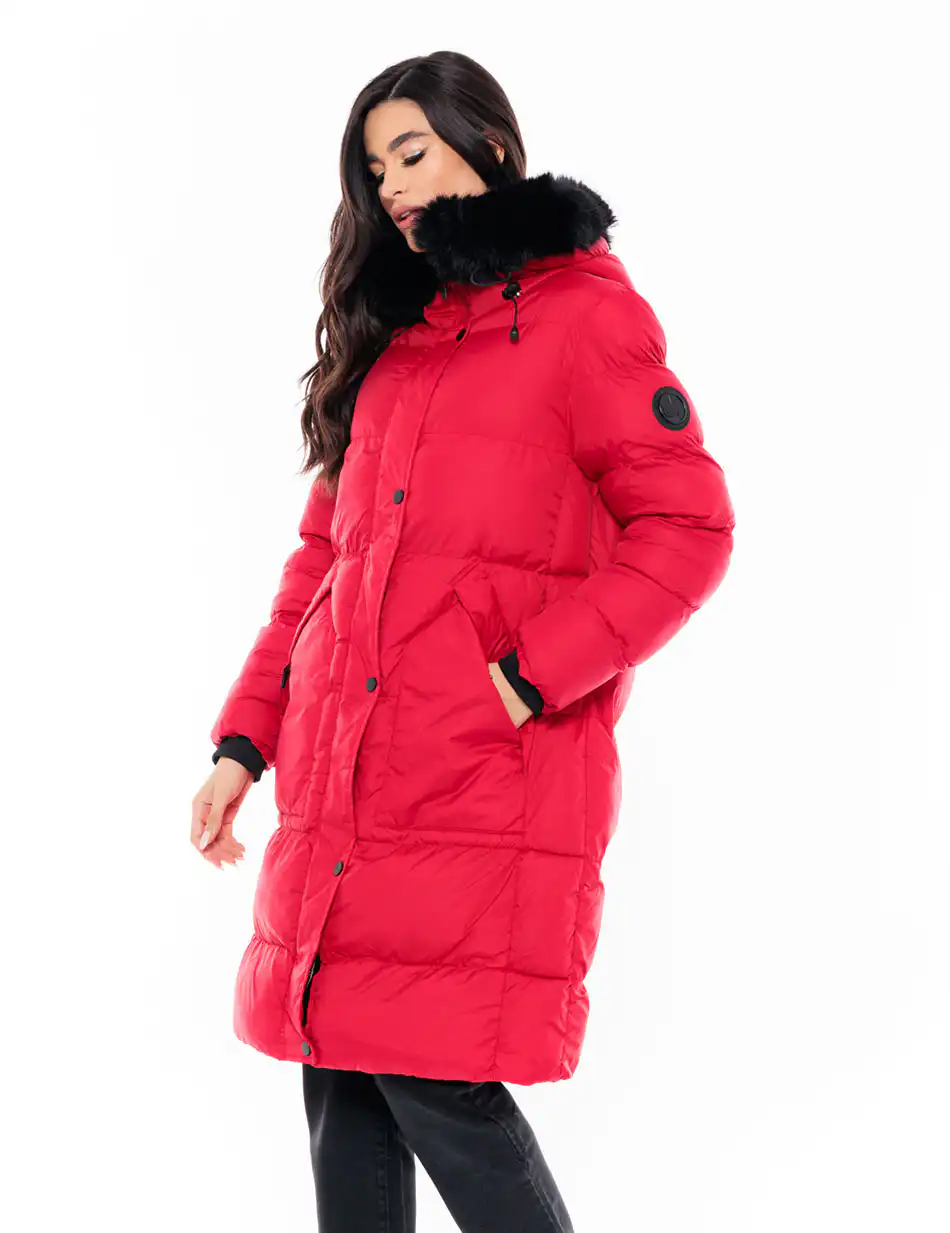 Biston fashion γυναικείο μακρύ μπουφάν 48-101-057 RED
