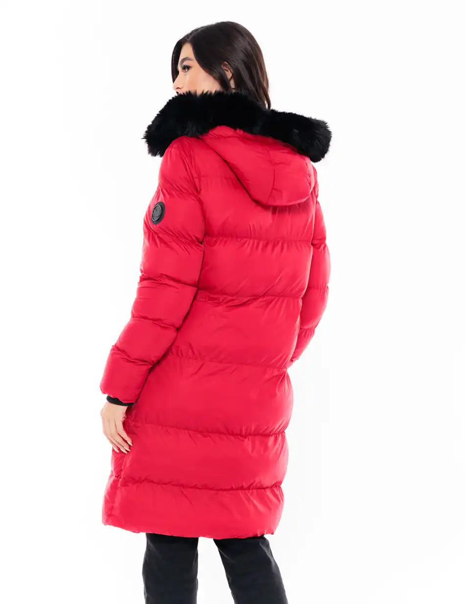 Biston fashion γυναικείο μακρύ μπουφάν 48-101-057 RED