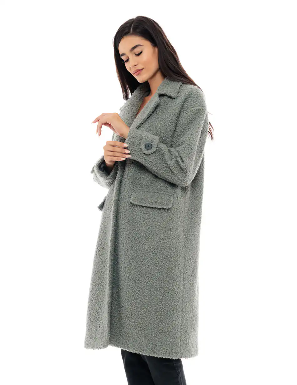 Splendid fashion γυναικείο μακρύ παλτό από προβατάκι 48-101-062 MINT