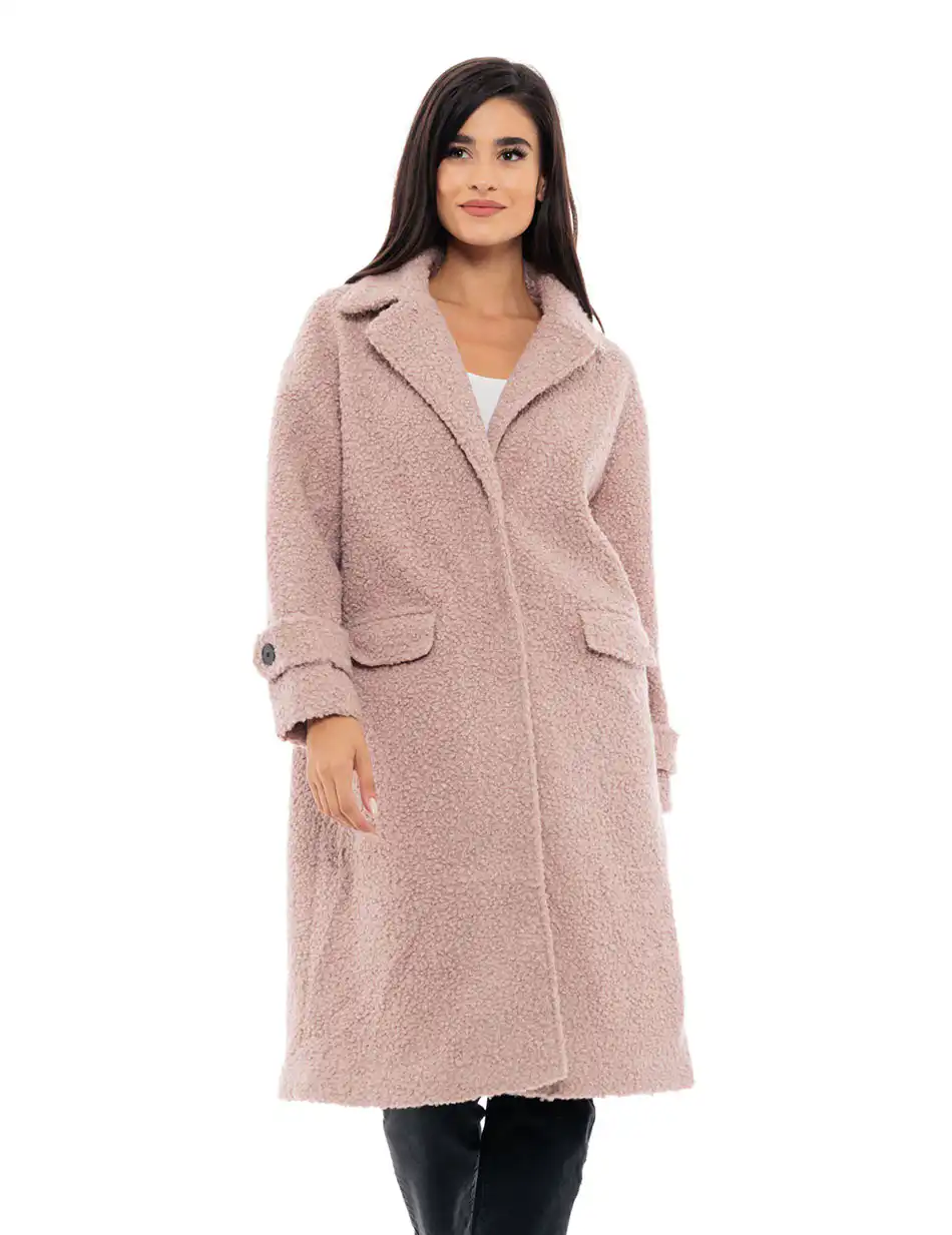 Splendid fashion γυναικείο μακρύ παλτό από προβατάκι 48-101-062 BEIGE