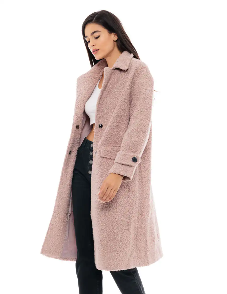 Splendid fashion γυναικείο μακρύ παλτό από προβατάκι 48-101-062 BEIGE