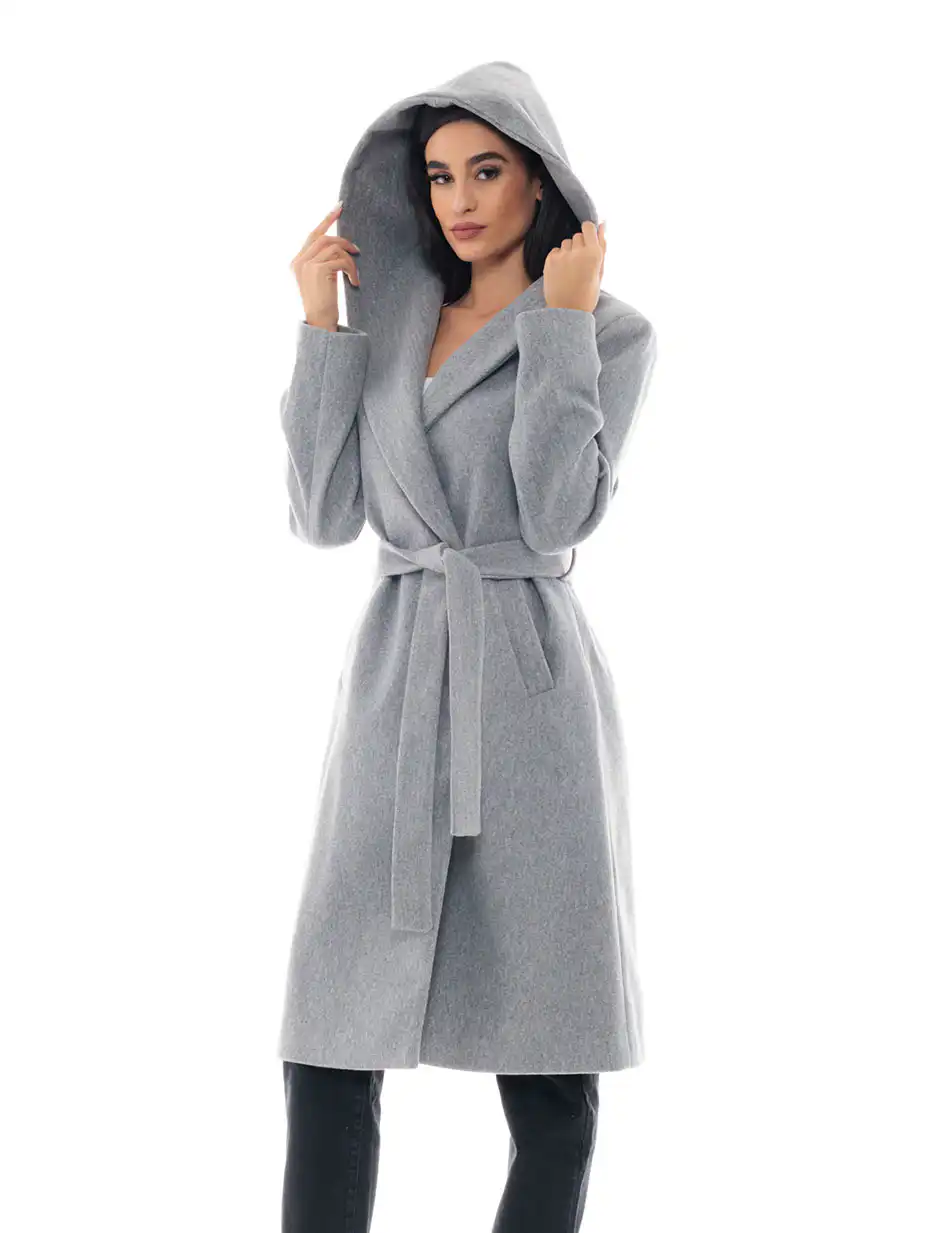 Biston fashion γυναικείο μακρύ παλτό 48-101-064 DK GREY