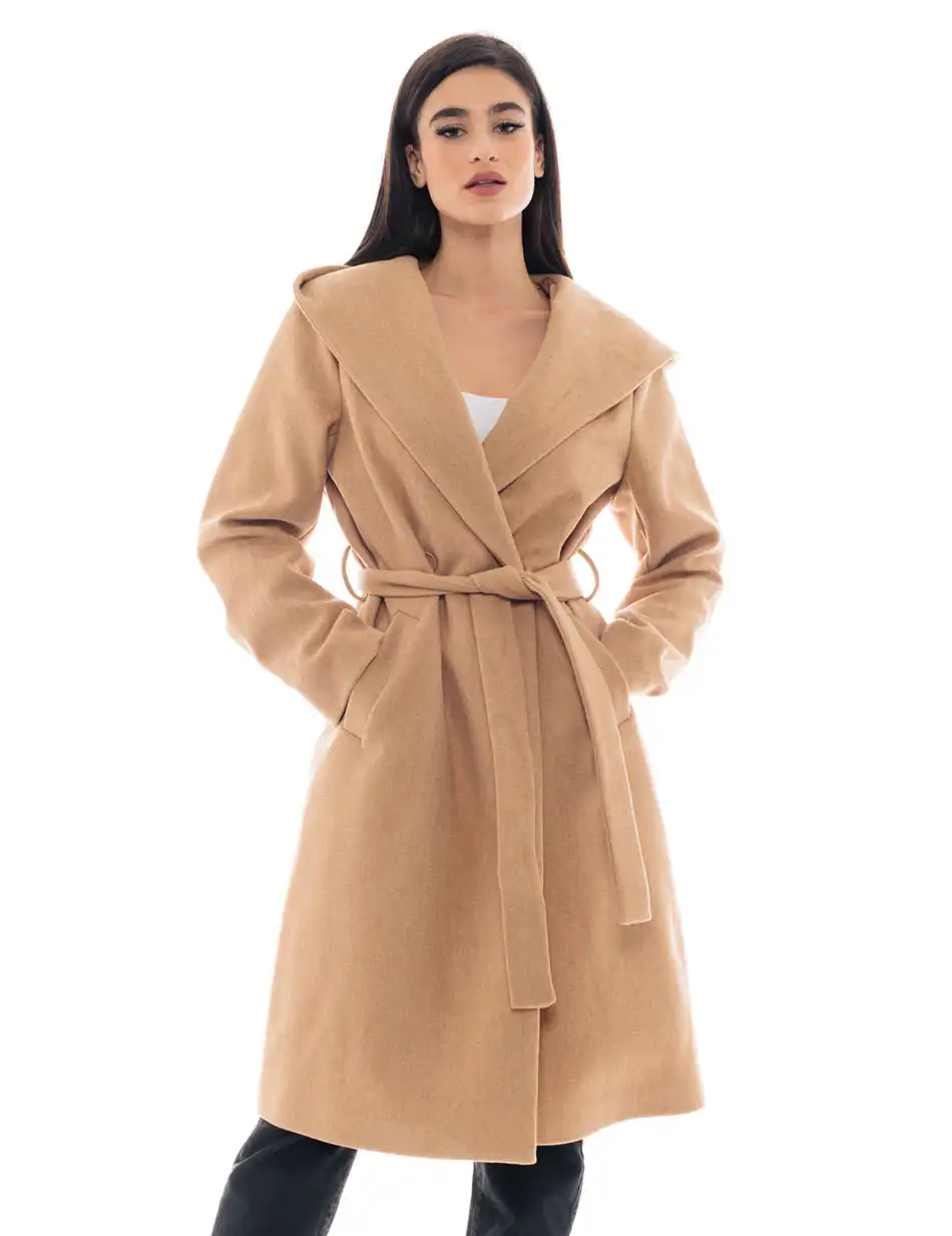 Biston fashion γυναικείο μακρύ παλτό 48-101-064 BEIGE