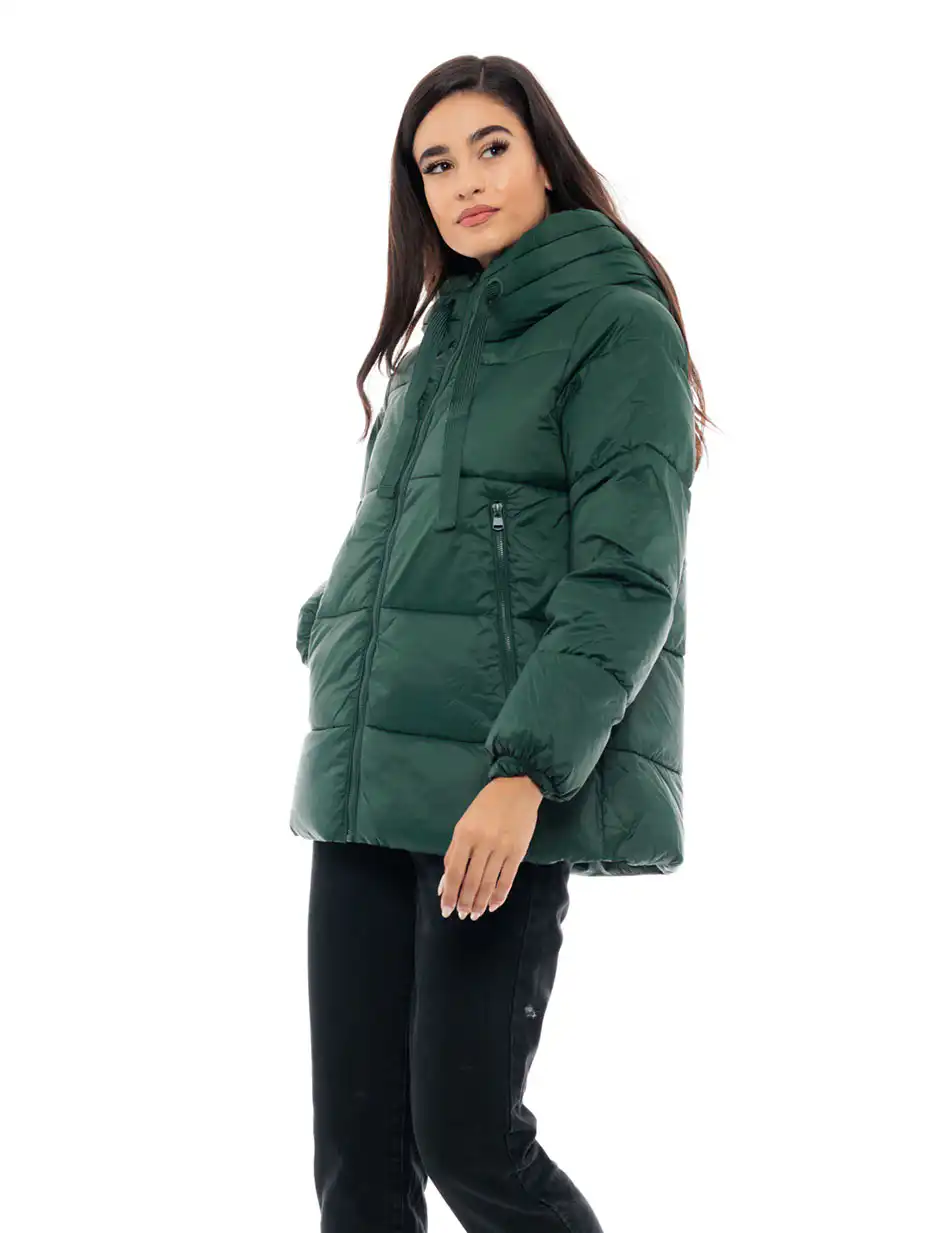 Biston fashion γυναικείο κοντό μπουφάν 48-101-070 DK GREEN