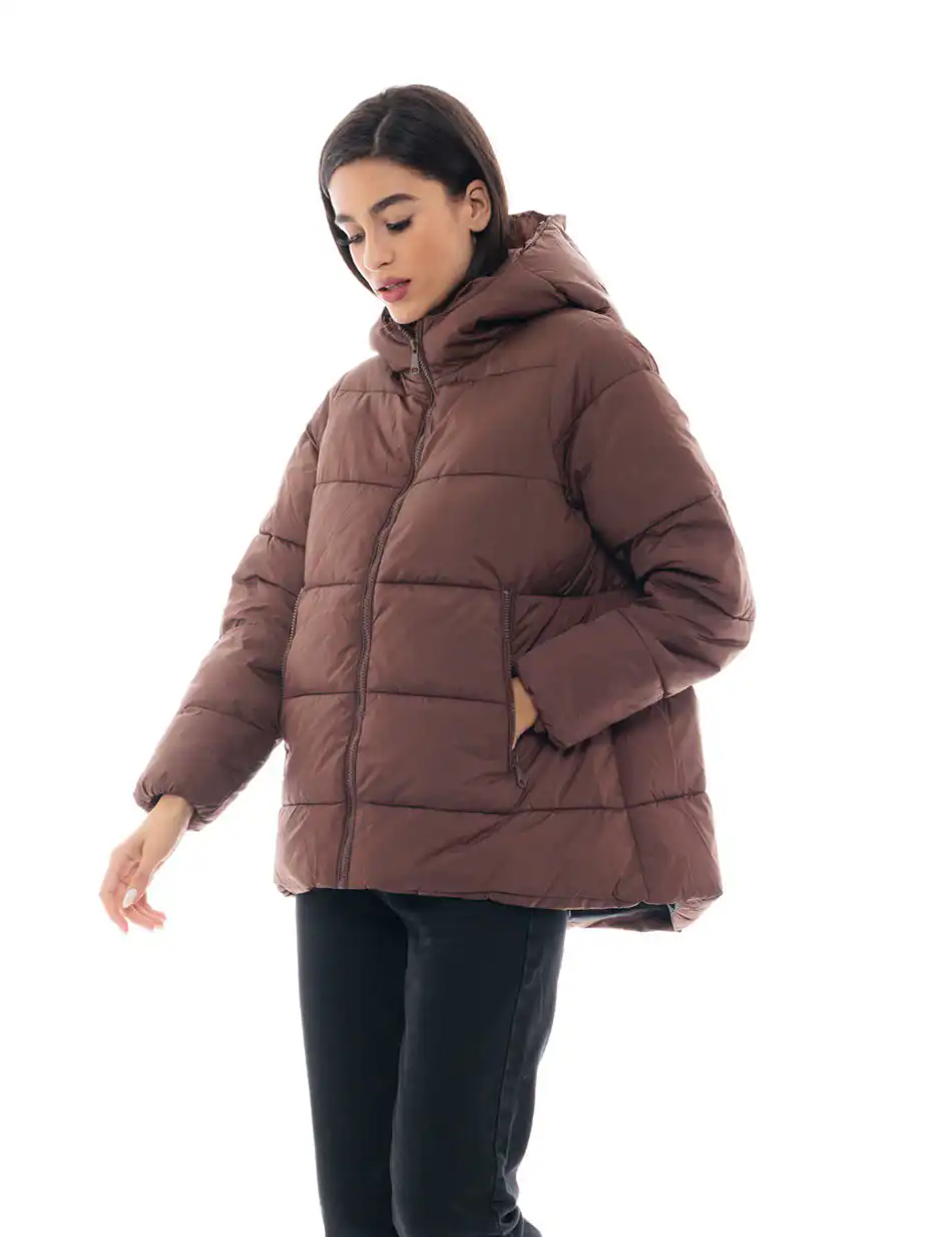 Splendid fashion γυναικείο κοντό μπουφάν 48-101-074 COFFEE