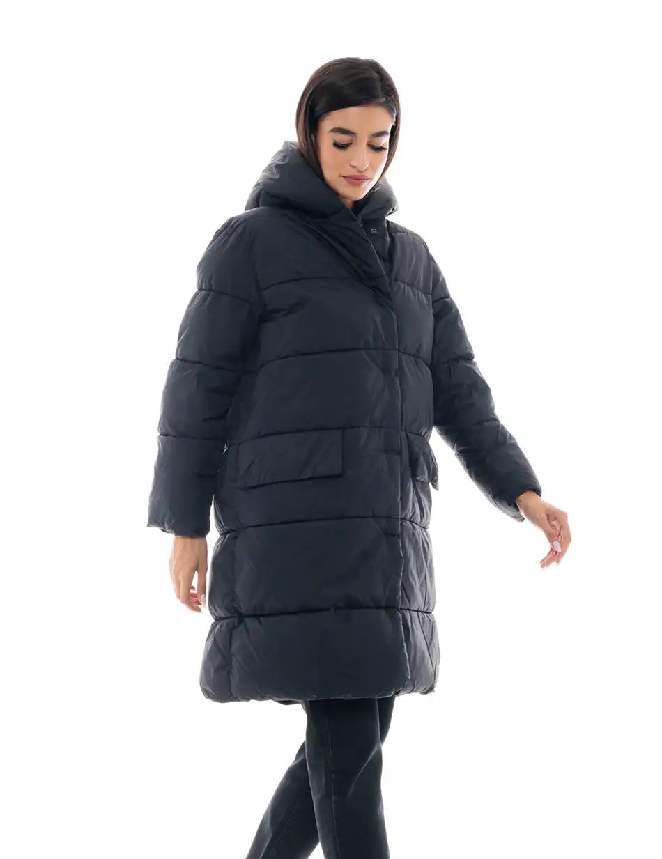 Splendid fashion γυναικείο μακρύ μπουφάν 48-101-081 BLACK