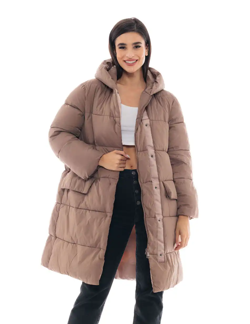 Splendid fashion γυναικείο μακρύ μπουφάν 48-101-081 DK BEIGE