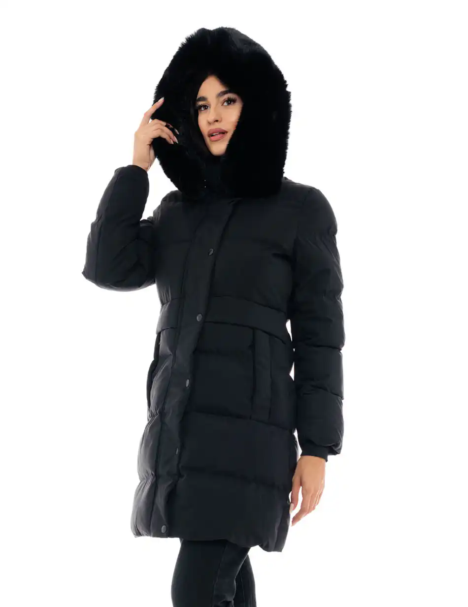 Splendid fashion γυναικείο μακρύ μπουφάν 48-101-082 BLACK