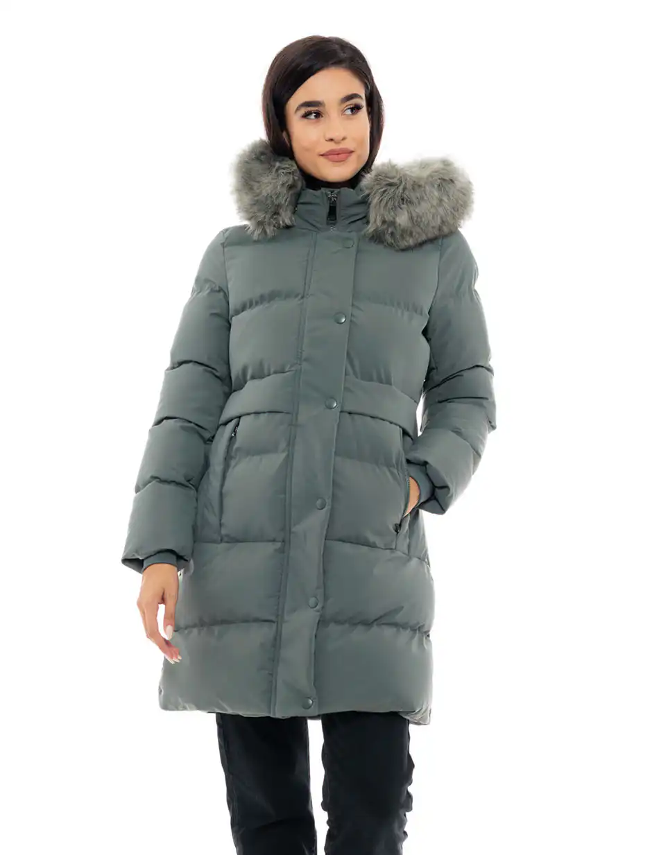 Splendid fashion γυναικείο μακρύ μπουφάν 48-101-082C GREEN