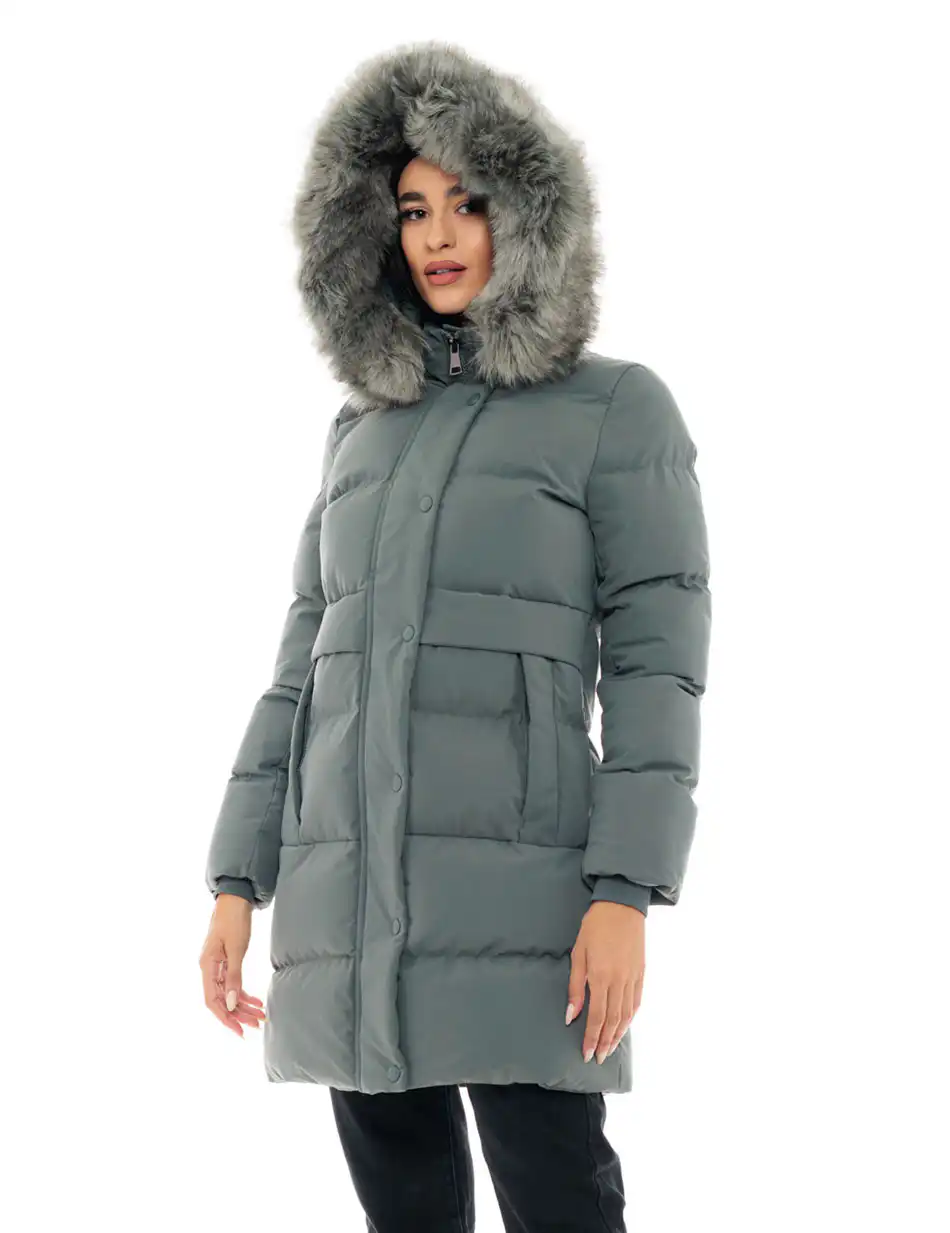 Splendid fashion γυναικείο μακρύ μπουφάν 48-101-082C GREEN