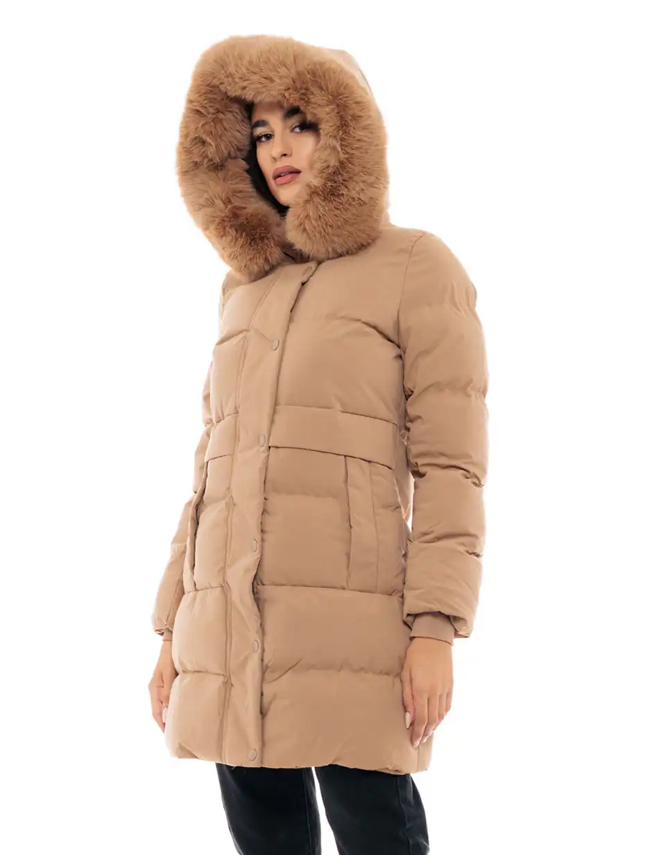 Splendid fashion γυναικείο μακρύ μπουφάν 48-101-082C CAMEL