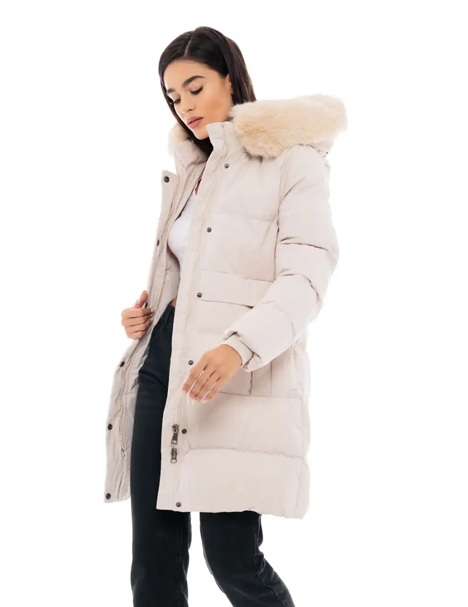 Splendid fashion γυναικείο μακρύ μπουφάν 48-101-082C LT BEIGE