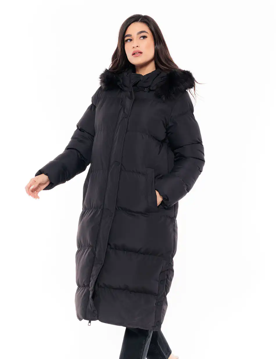 Splendid fashion γυναικείο μακρύ μπουφάν 48-101-083 BLACK