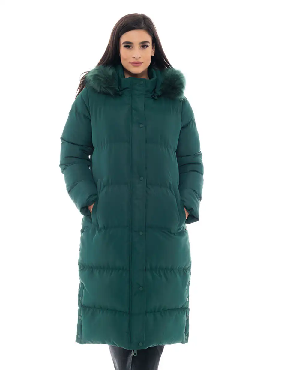 Splendid fashion γυναικείο μακρύ μπουφάν 48-101-083 GREEN