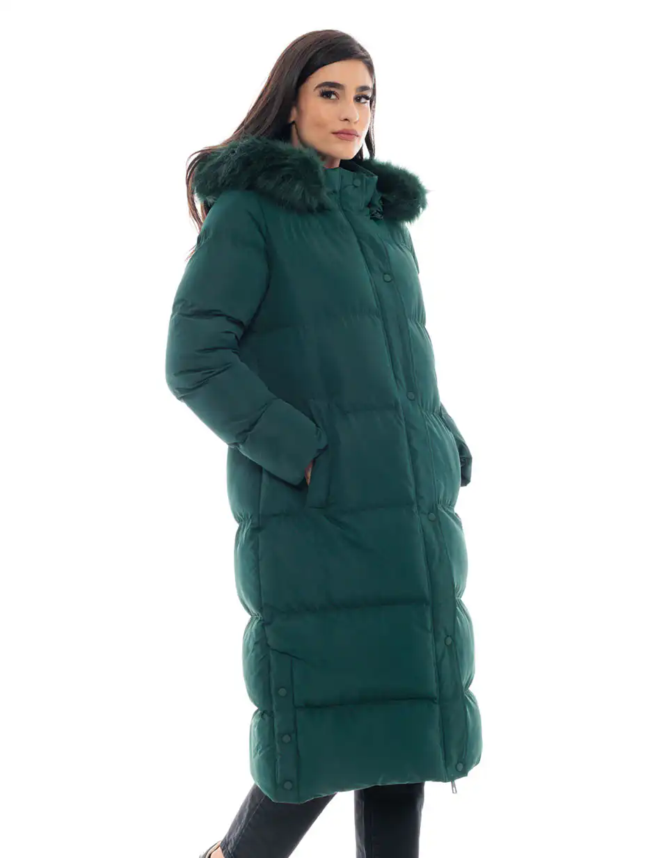 Splendid fashion γυναικείο μακρύ μπουφάν 48-101-083 GREEN