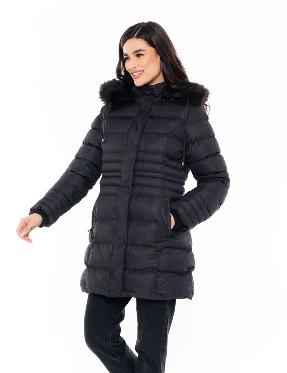 Splendid fashion γυναικείο μακρύ μπουφάν 48-101-090 BLACK