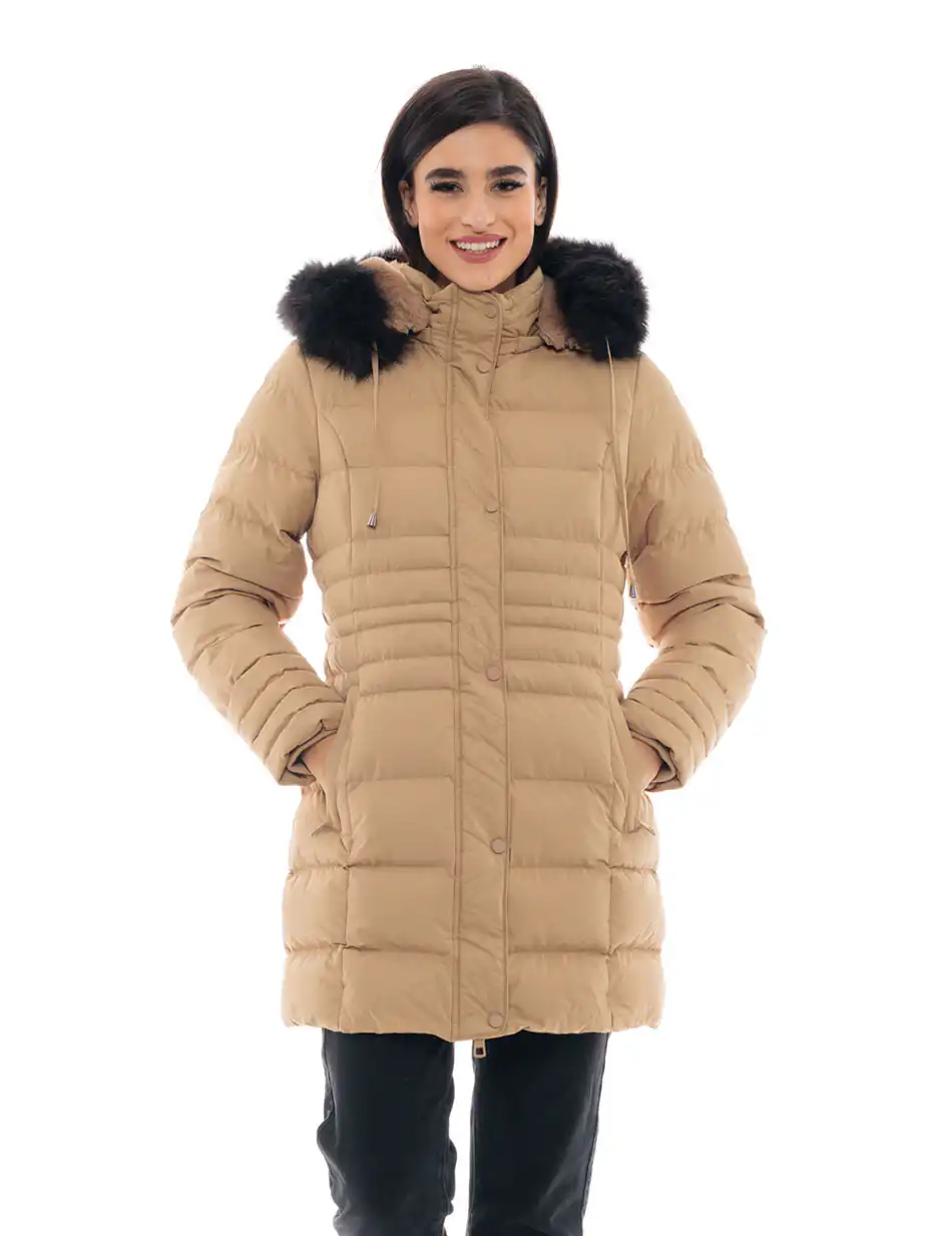 Splendid fashion γυναικείο μακρύ μπουφάν 48-101-090C DK BEIGE