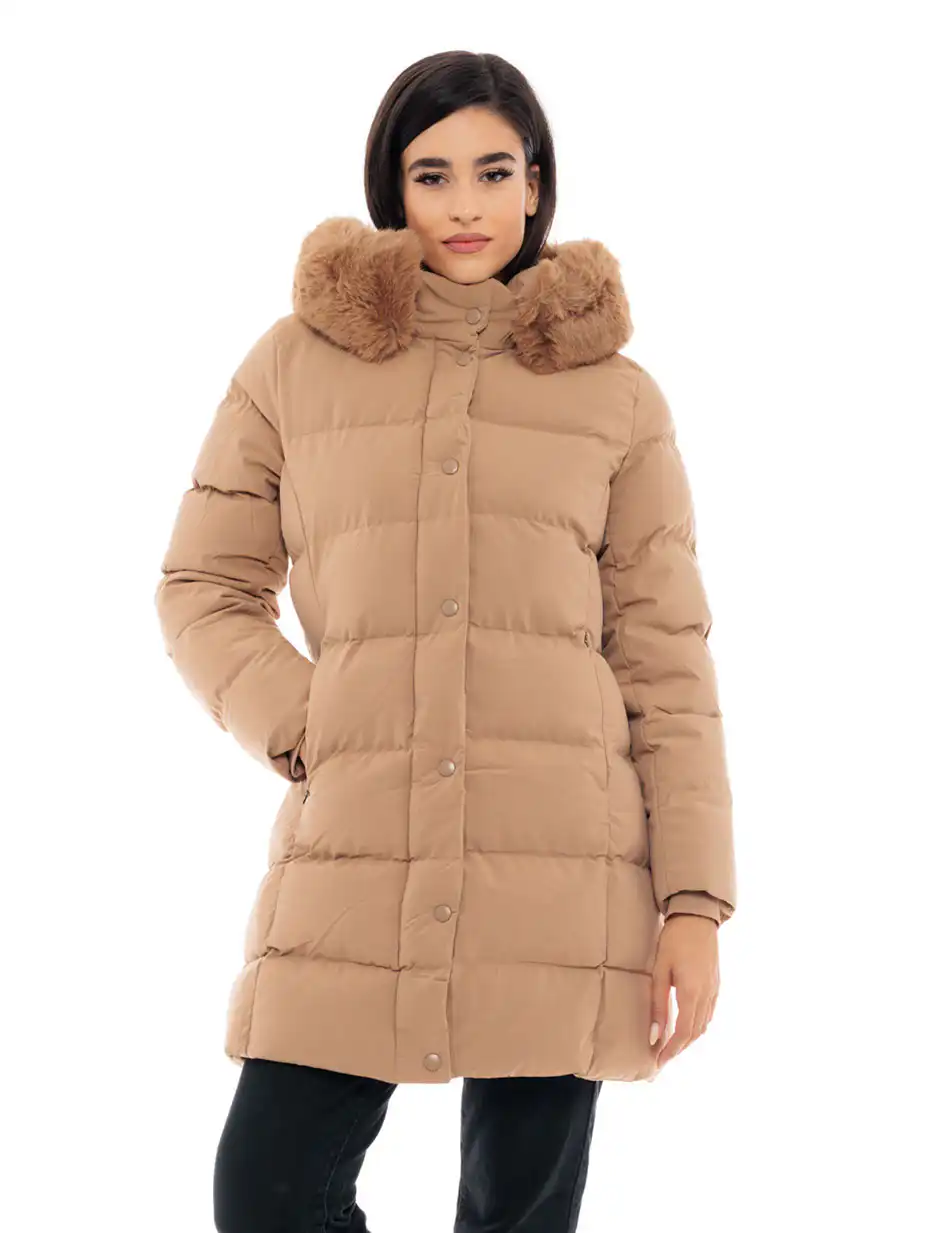 Biston fashion γυναικείο μακρύ μπουφάν 48-101-091 CAMEL