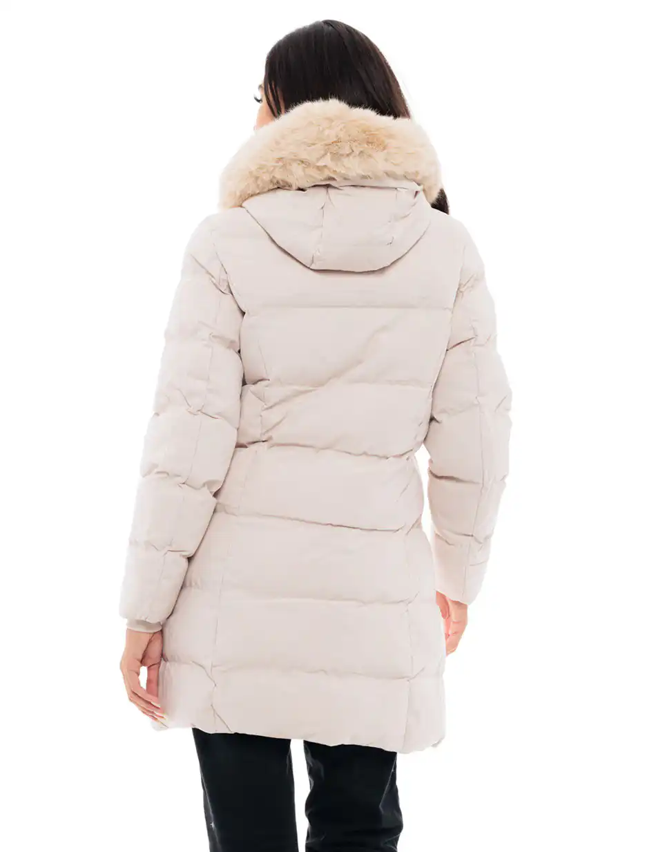 Biston fashion γυναικείο μακρύ μπουφάν 48-101-091C LT BEIGE