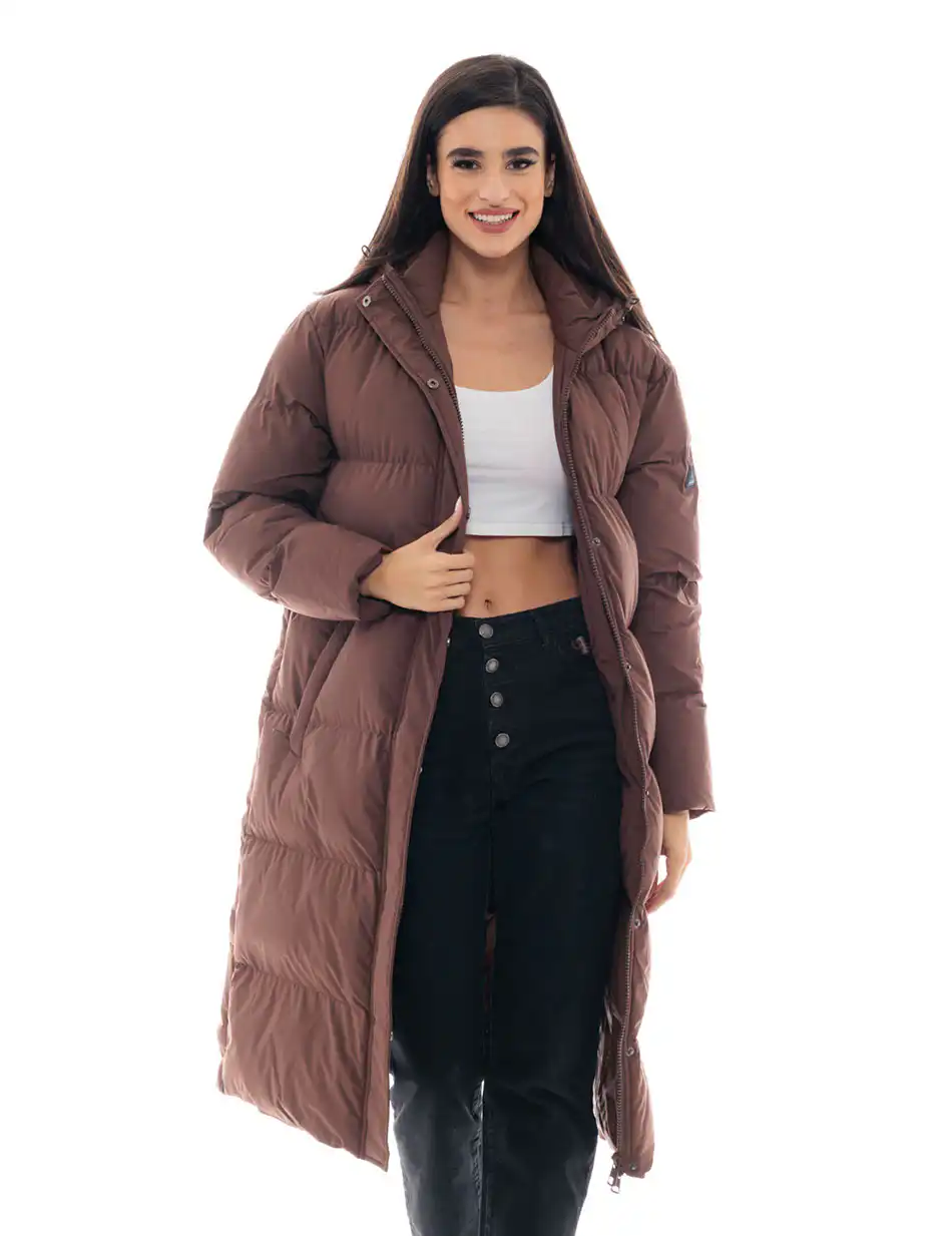 Biston fashion γυναικείο μακρύ μπουφάν 48-101-094 CHOCOLATE