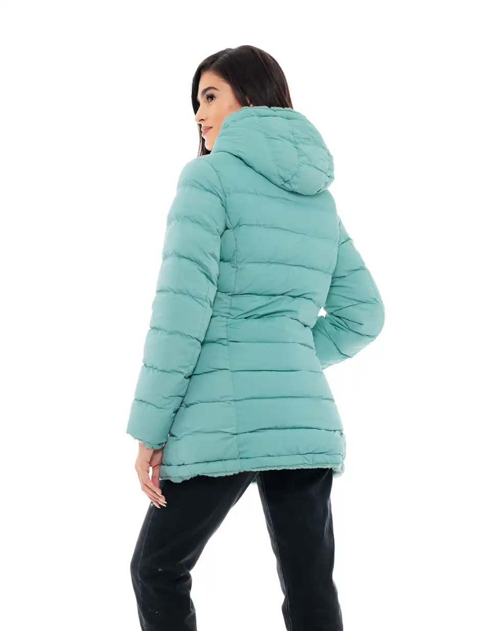 Biston fashion γυναικείο μακρύ μπουφάν 2 όψεων 48-101-097 GREEN