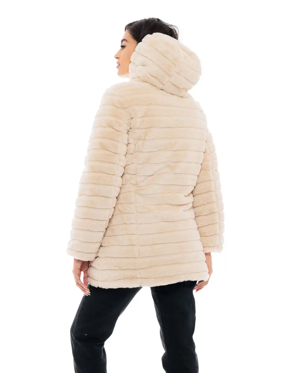 Biston fashion γυναικείο μακρύ μπουφάν 2 όψεων 48-101-097 LT BEIGE