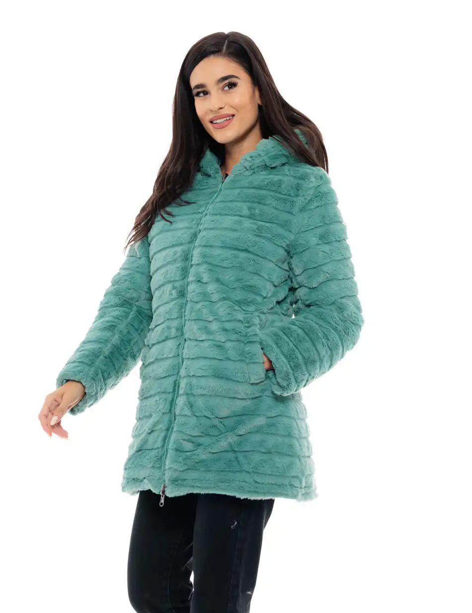 Biston fashion γυναικείο μακρύ μπουφάν 2 όψεων 48-101-097C GREEN