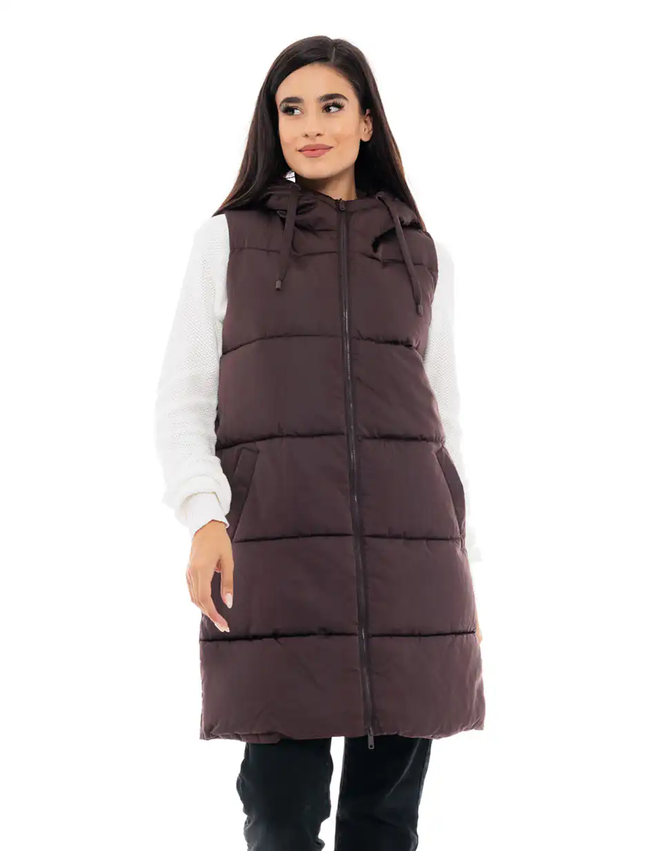 Splendid fashion γυναικείο μακρύ αμάνικο μπουφάν 48-102-004 CHOCOLATE