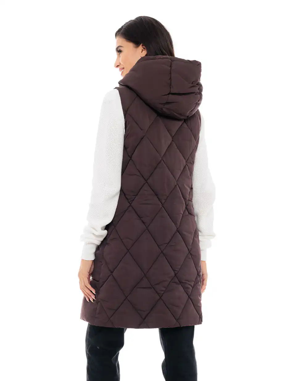 Splendid fashion γυναικείο μακρύ αμάνικο μπουφάν 48-102-004 CHOCOLATE