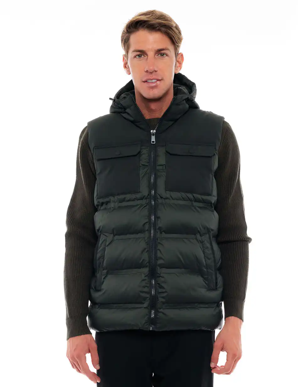 Biston fashion ανδρικό κοντό αμάνικο μπουφάν 48-202-002 DK GREEN