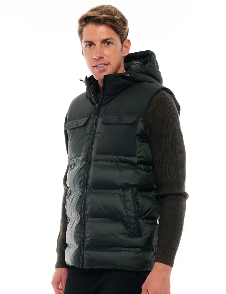 Biston fashion ανδρικό κοντό αμάνικο μπουφάν 48-202-002C DK GREEN