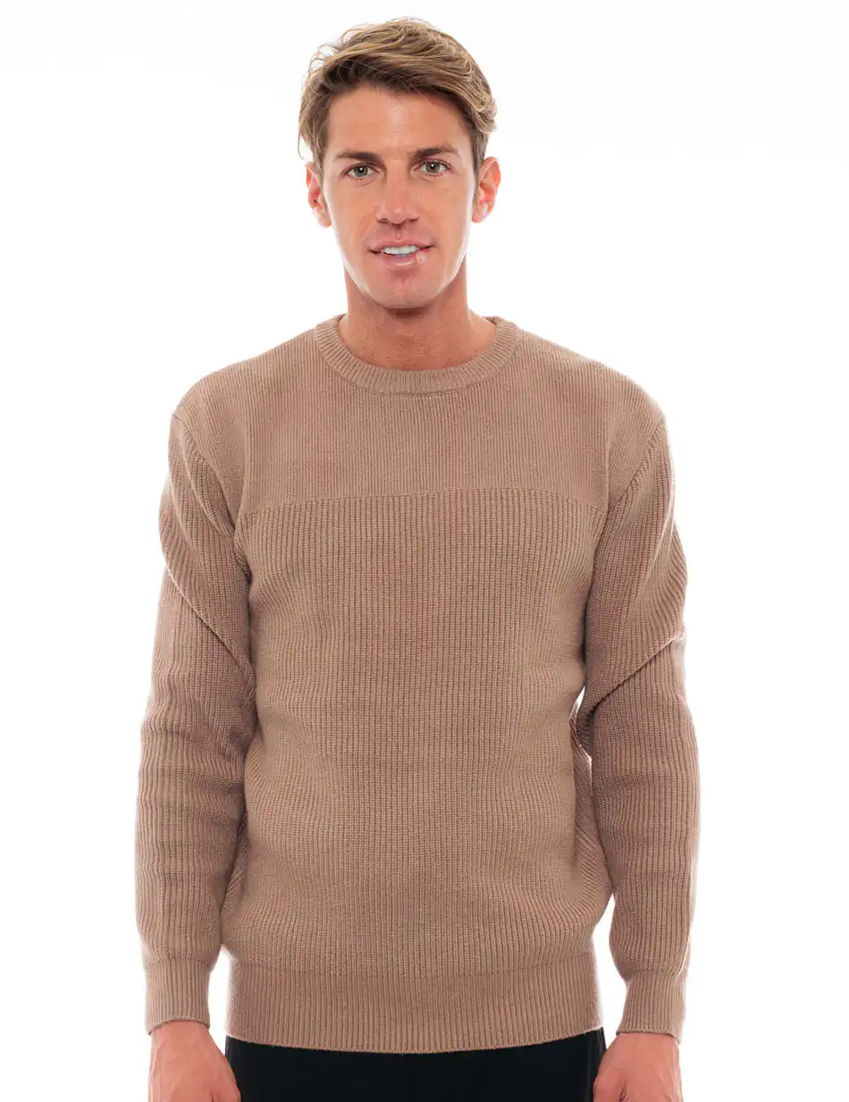 Biston fashion ανδρική πλεκτή μπλούζα με στρογγυλό λαιμό 48-206-025 DK BEIGE