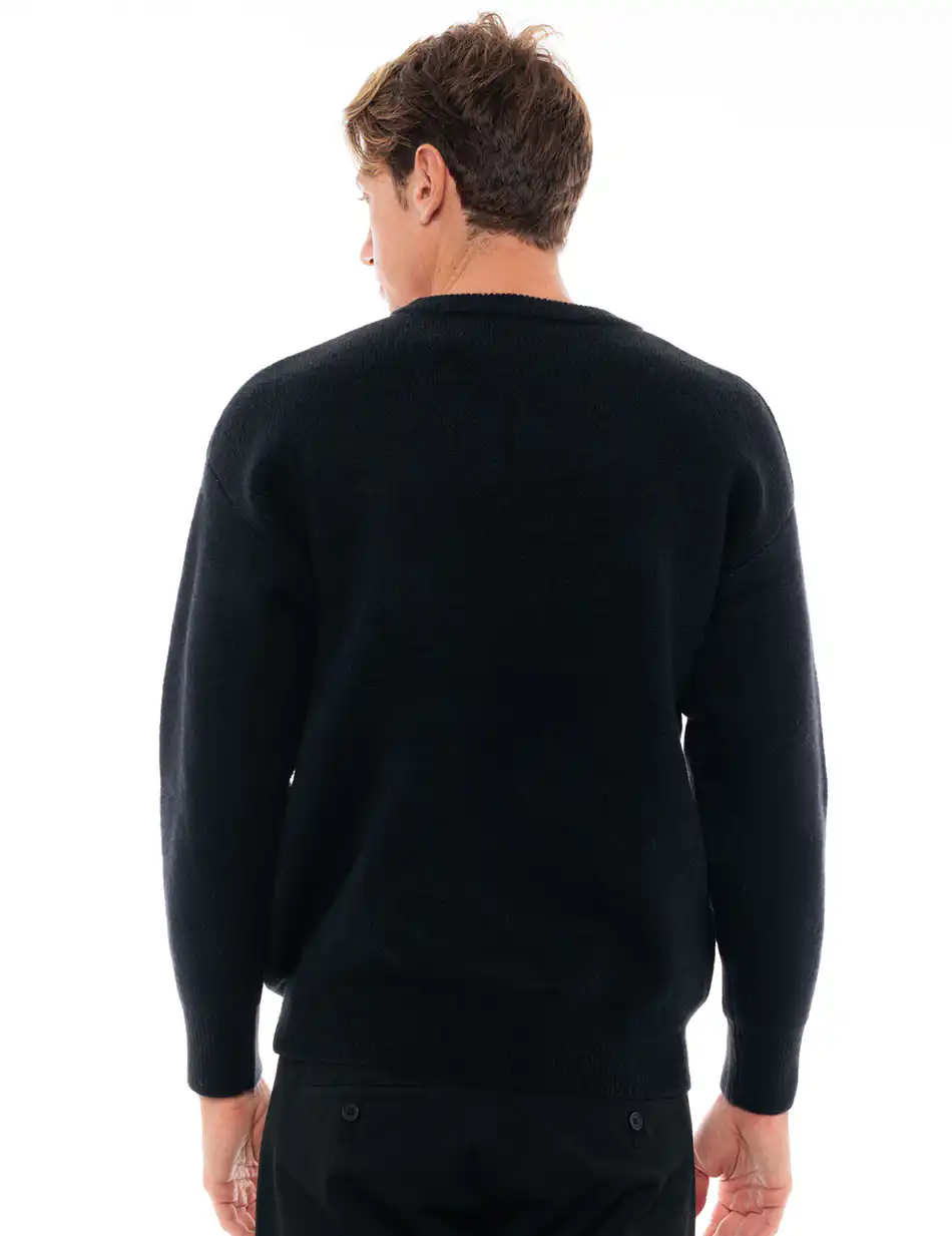 Biston fashion ανδρική πλεκτή μπλούζα με στρογγυλό λαιμό 48-206-026 BLACK