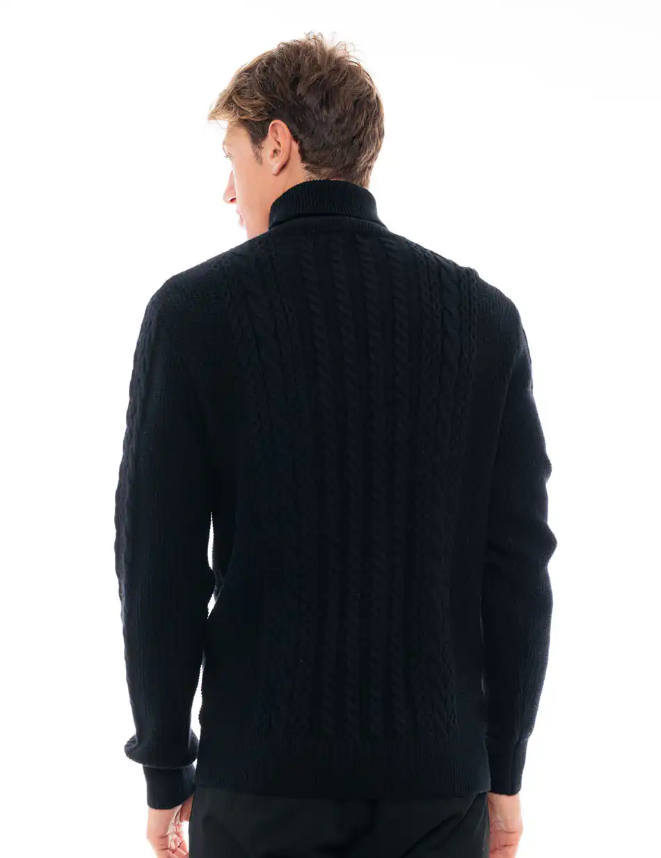 Biston fashion ανδρική πλεκτή μπλούζα με ψηλό γιακά 48-206-028 BLACK