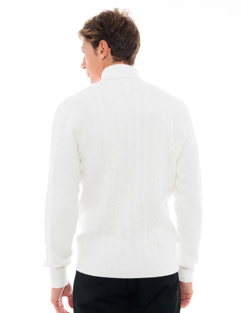 Biston fashion ανδρική πλεκτή μπλούζα με ψηλό γιακά 48-206-028 OFF WHITE