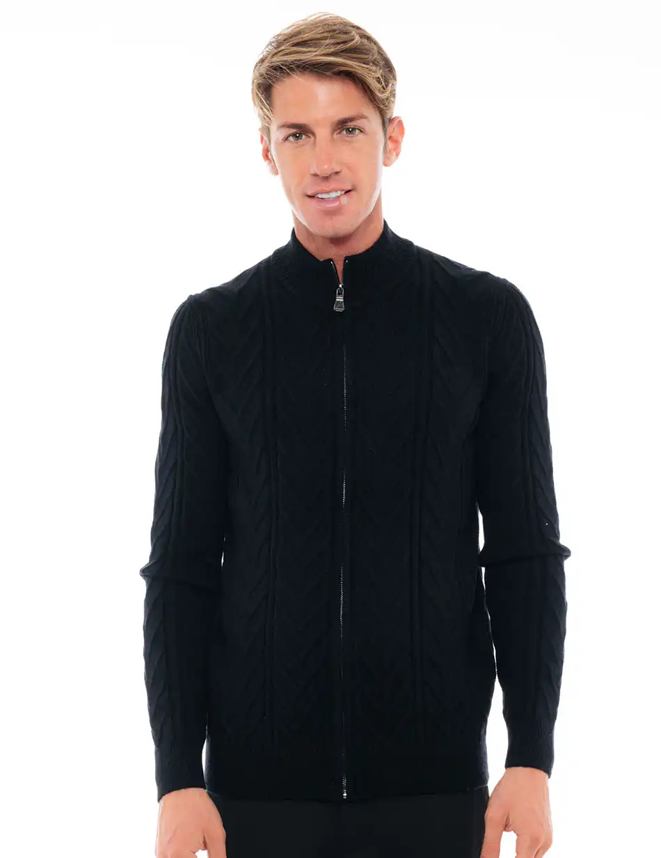 Biston fashion ανδρική πλεκτή ζακέτα 48-206-031 BLACK