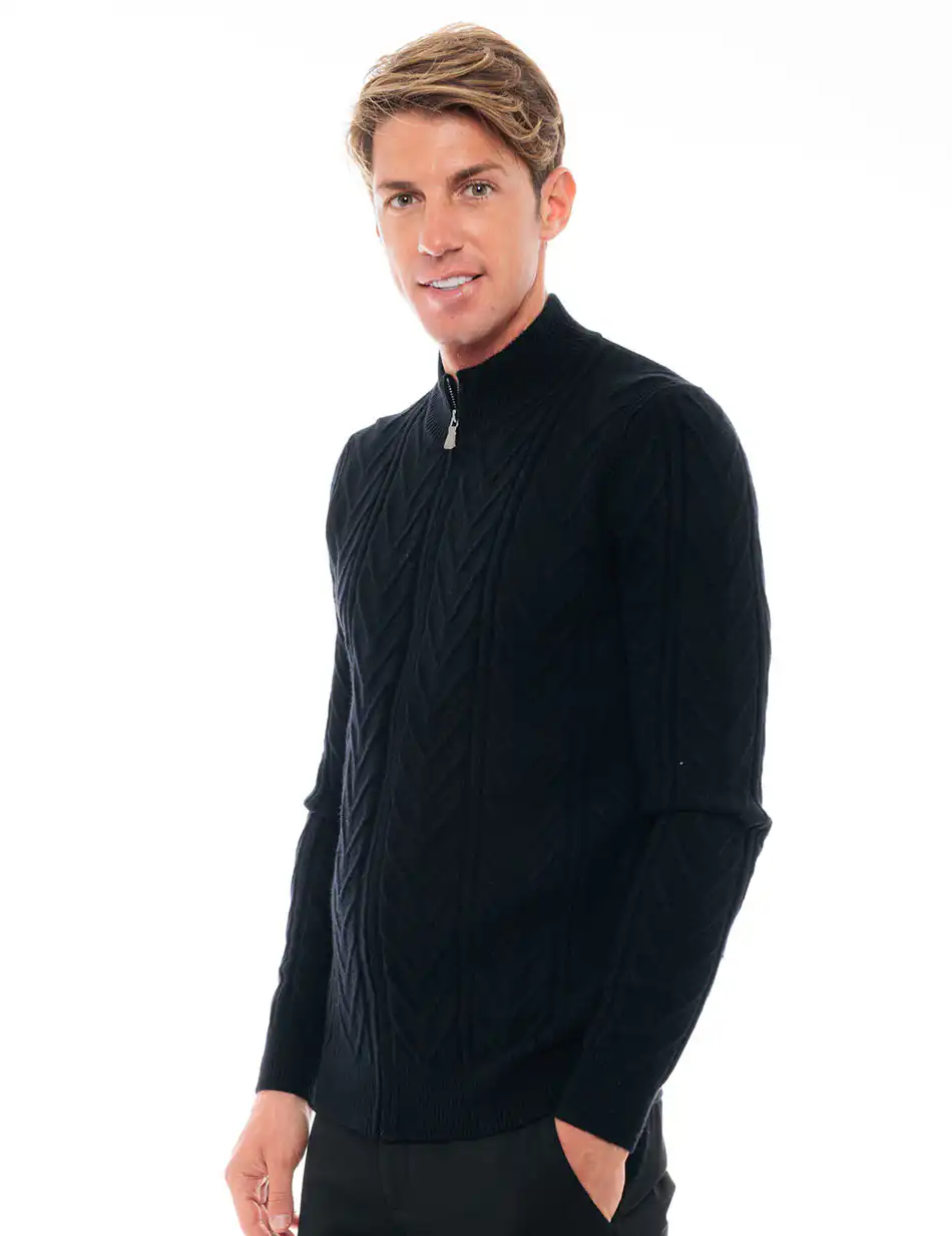 Biston fashion ανδρική πλεκτή ζακέτα 48-206-031 BLACK